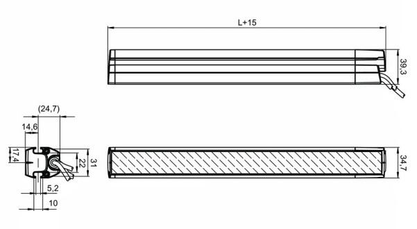 ELC110R30-1500 安全光幕接收器的尺寸图