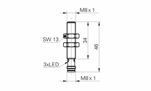IFRM 08P17A1/S35L 接近开关传感器的尺寸图